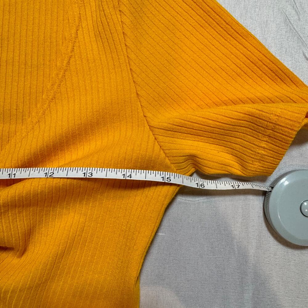 Urban Outfitters Mustard Yellow Ribbed Tie-Front Crop Top Women's Small Festival - Picture 13 of 14